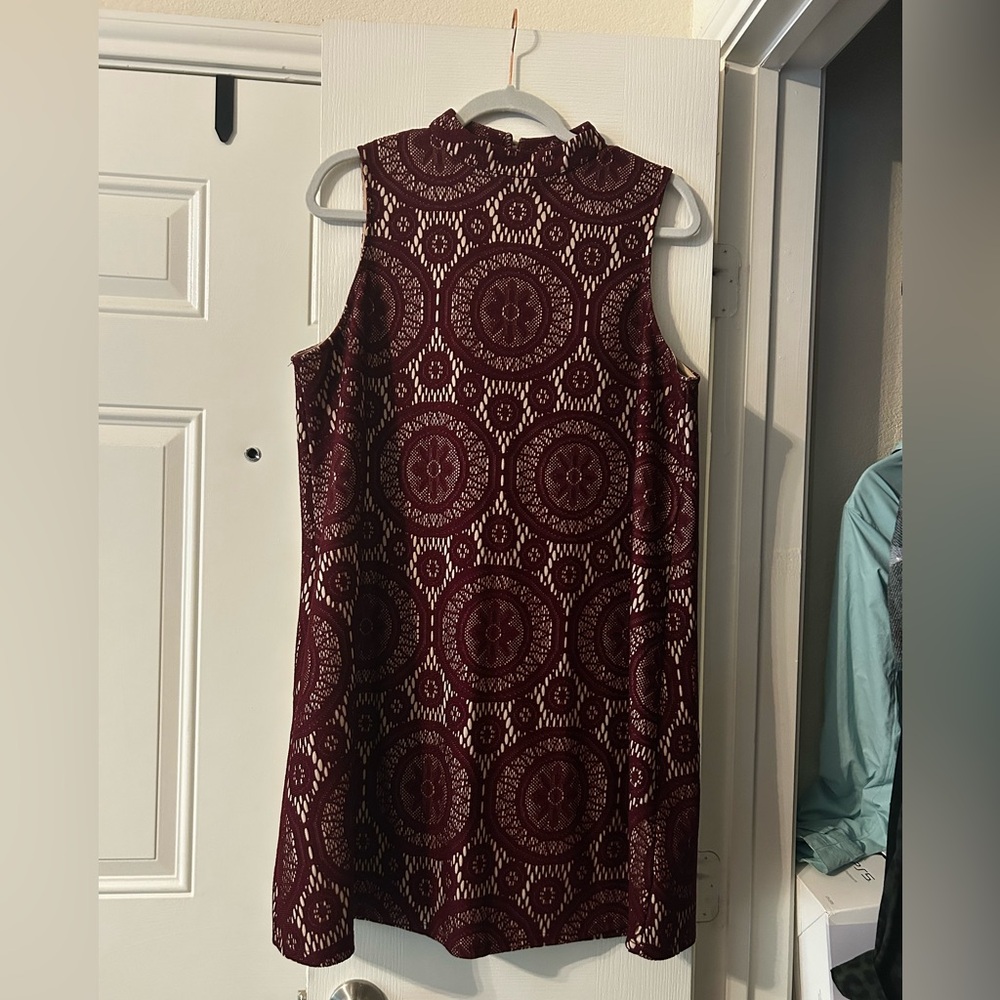 Lace Maroon and Cream Dress
